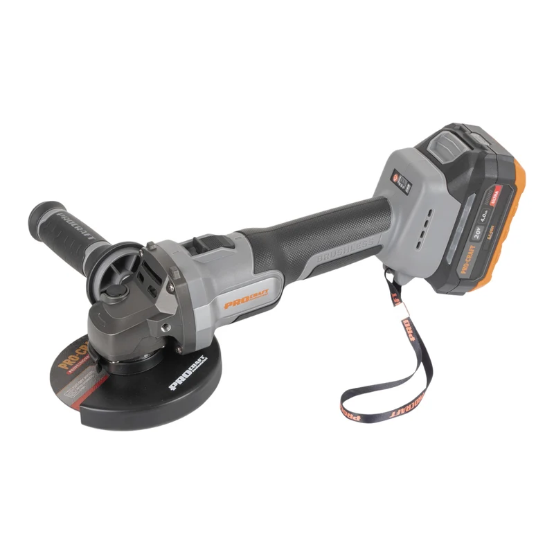 Procraft Industrial AG125A Akku Winkelschleifer 20 V 125 mm Brushless + 1x Akku 4,0 Ah + Ladegerät + Koffer