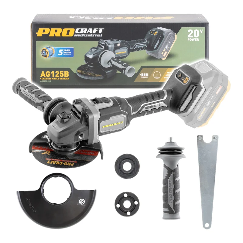 Procraft Industrial AG125Bbb Akku Winkelschleifer 20 V 125 mm Brushless Solo