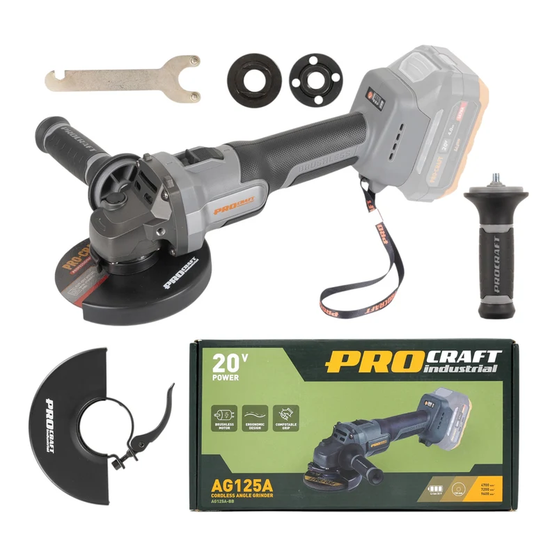 Procraft Industrial AG125Abb Akku Winkelschleifer 20 V 125 mm Brushless Solo