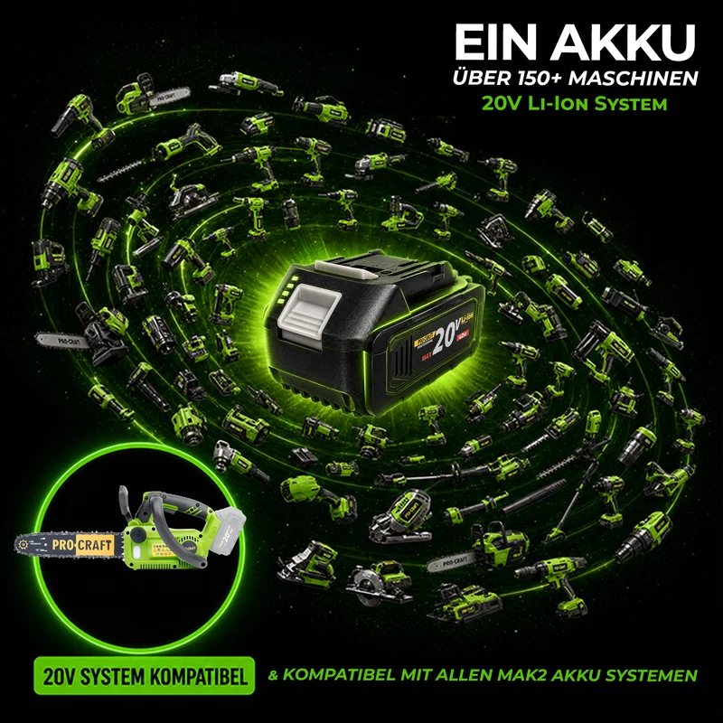 Procraft PKA42Libb Akku Kettensäge 20 V 304 mm Brushless Solo - ohne Akku, ohne Ladegerät