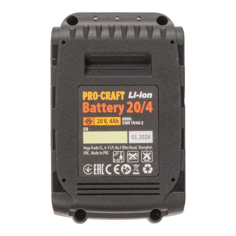 Procraft 20/4 Akku 20 V 4,0 Ah / 4000 mAh Li-ion mit Ladestandsanzeige