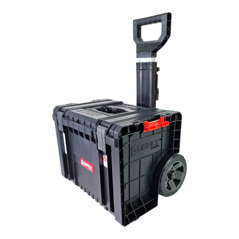 Qbrick System PRO Cart mobile Box auf Rädern stapelbar 450 x 390 x 690 mm 28 l mit Teleskopgriff - alte Version