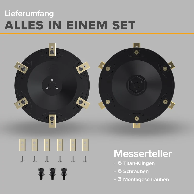 Messerteller für Worx Landroid L800 & L1000 (ab Baujahr 2020) | inkl. 6 Titan-Klingen & Schrauben