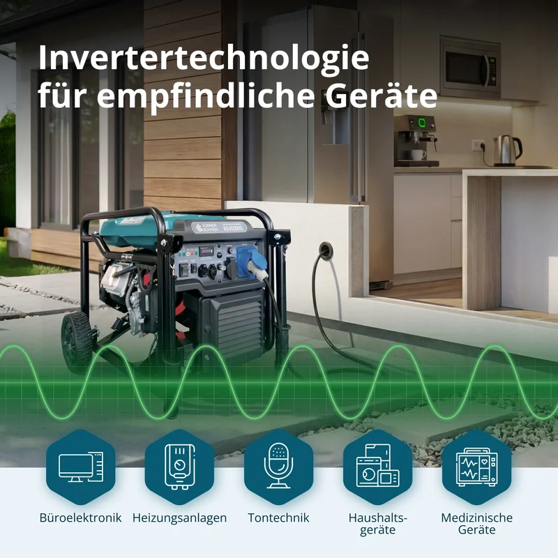 "Könner & Söhnen" Inverter Generator KS 6500iEG (Benzin/Gas) - 6kW Nennleistung - Benzinmotor - 230V