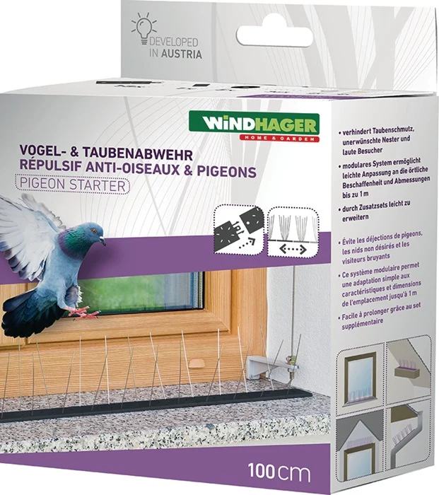 Windhager Vogel- und Taubenabwehr Starter Set ( 4000818600 ) Schutz bis 1 m, 36 Spikes 6 Stück