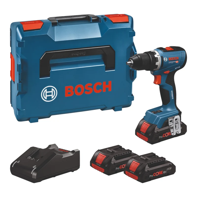 Bosch GSR 18V-65 Professional Akku Bohrschrauber 18 V 63 Nm ( 06019N3208 ) Brushless + 3x ProCORE Akku 4,0 Ah + Ladegerät + L-Boxx