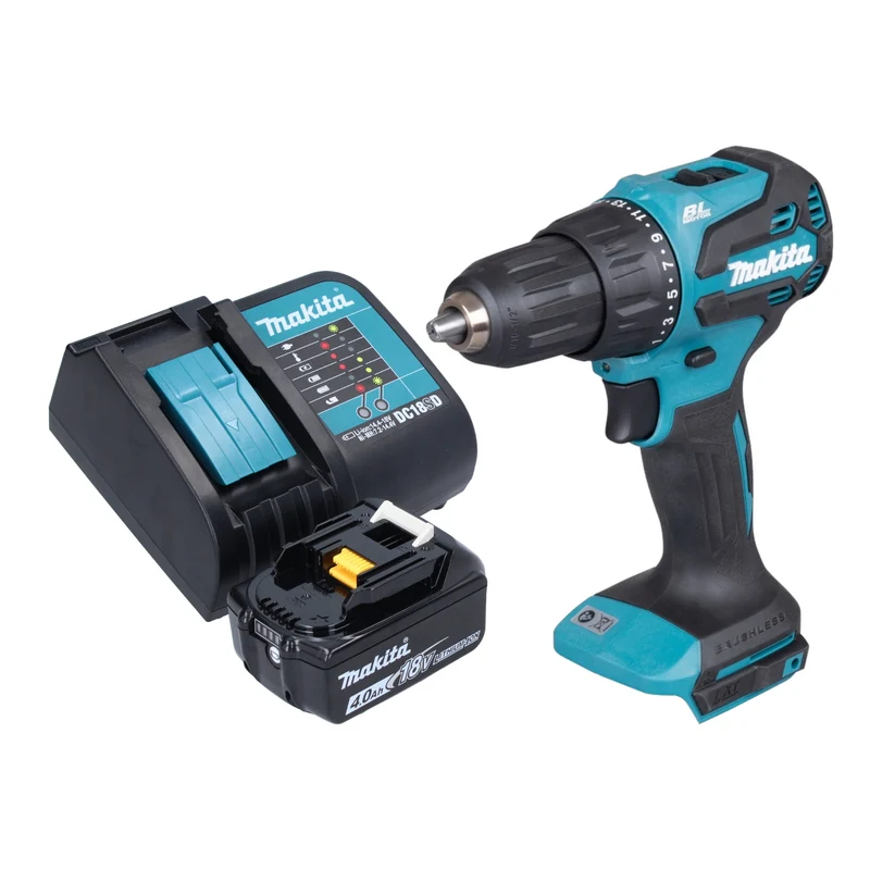 Makita DHP 490 SM1 Akku Schlagbohrschrauber 18 V 65 Nm Brushless + 1x Akku 4,0 Ah + Ladegerät