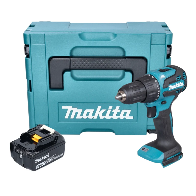 Makita DHP 490 M1J Akku Schlagbohrschrauber 18 V 65 Nm Brushless + 1x Akku 4,0 Ah + Makpac - ohne Ladegerät