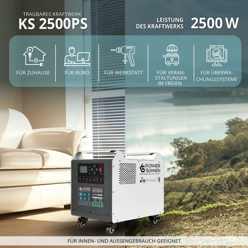"Könner & Söhnen" Tragbare Powerstation KS 2500PS - 2560Wh
