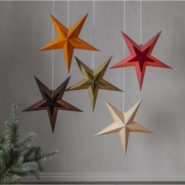 Star Trading Papierstern "Diva" ca. 60 cm Ø, Samtstern in der Mitte, ohne Kabel und Fassung,Vierfarb-Karton