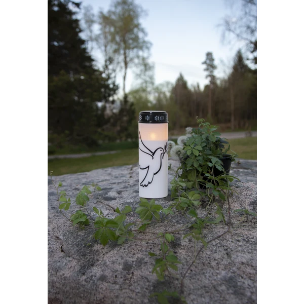 Star Trading LED-Grablicht "Dove"warmwhite LED, Kunststoff, weiß/Taubenmotiv, 2x Größen, exkl. Batterie, Timer, outdoor,Vierfarb-Karton