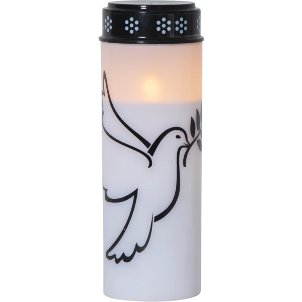 Star Trading LED-Grablicht "Dove"warmwhite LED, Kunststoff, weiß/Taubenmotiv, 2x Größen, exkl. Batterie, Timer, outdoor,Vierfarb-Karton