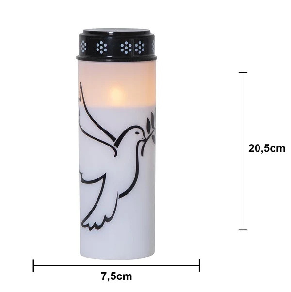 Star Trading LED-Grablicht "Dove"warmwhite LED, Kunststoff, weiß/Taubenmotiv, 2x Größen, exkl. Batterie, Timer, outdoor,Vierfarb-Karton