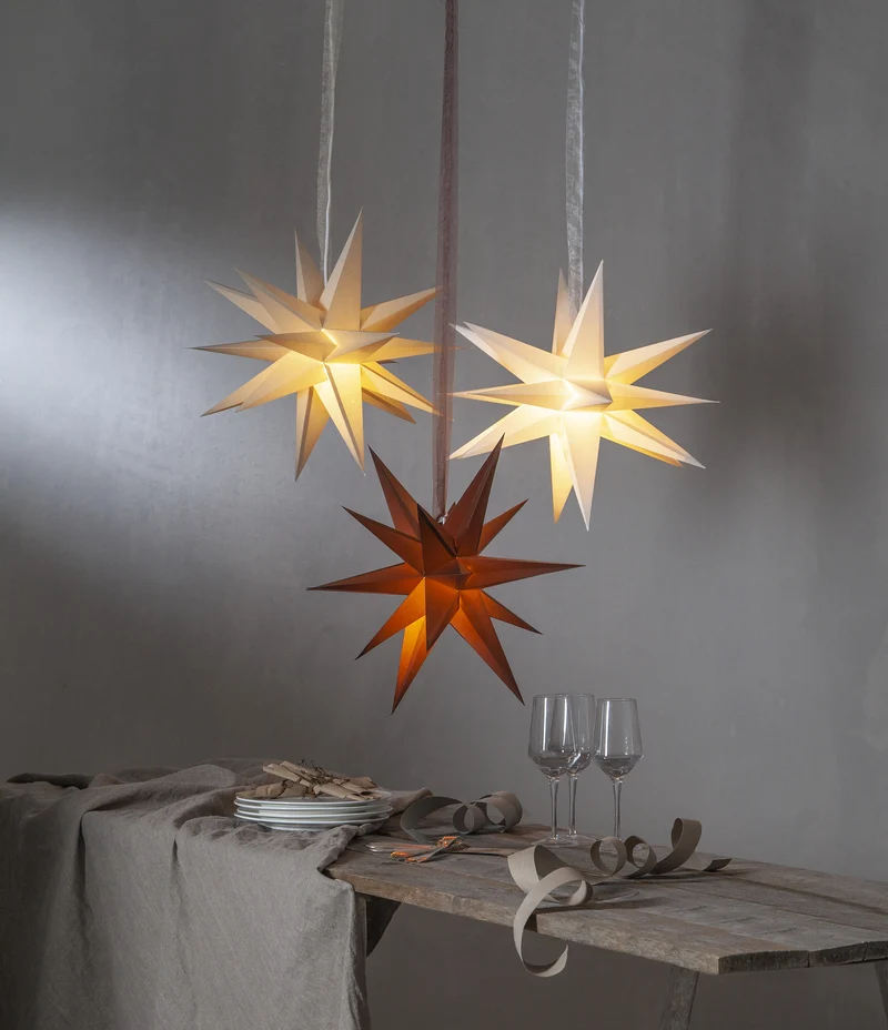 Star Trading Papierstern "December", ca. 45x45 cm, mit Band, ohne Leuchtmittel, Vierfarb-Karton