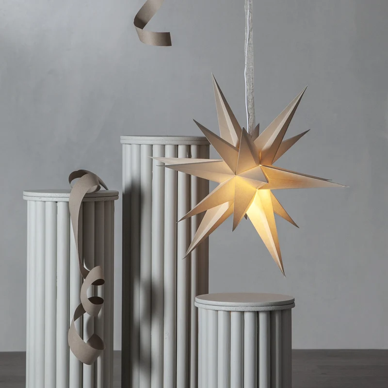 Star Trading Papierstern "December", ca. 45x45 cm, mit Band, ohne Leuchtmittel, Vierfarb-Karton