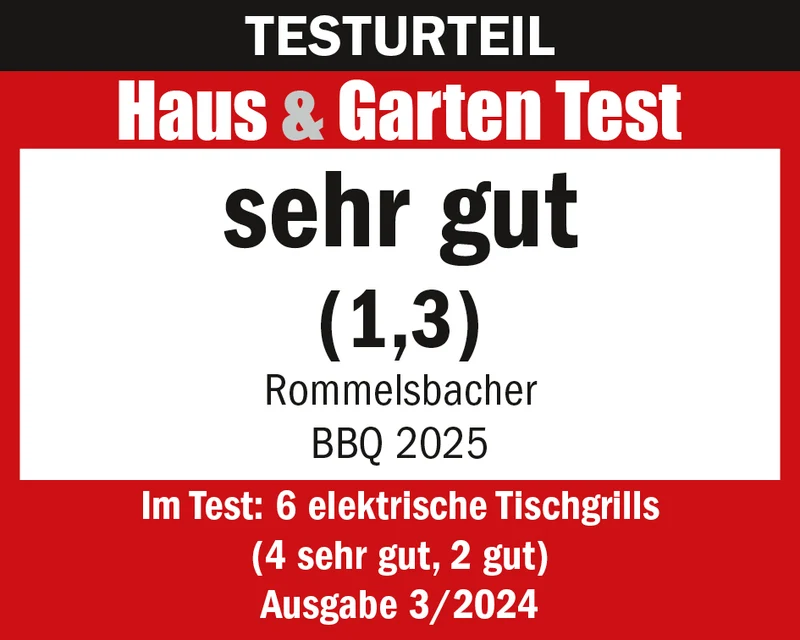 Rommelsbacher BBQ 2025 Tischgrill ed/sw 2000W 2 Grillplatten 22,5x28,5cm