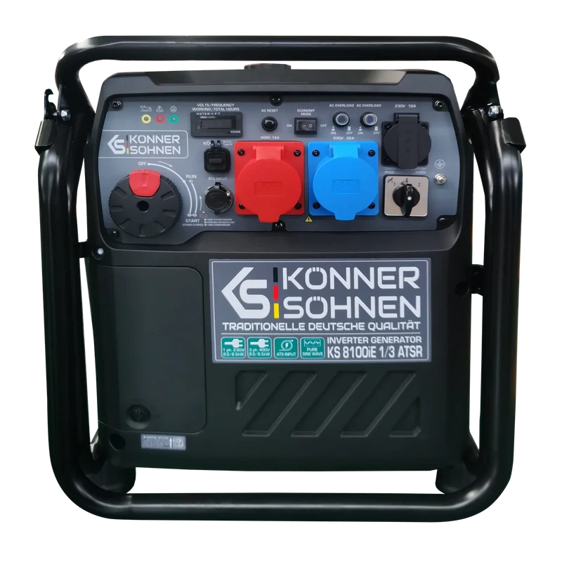 "Könner & Söhnen" Inverter-Generator KS 8100iE 1/3 ATSR - 8kW Nennleistung (230/400V ohne Umschaltverluste abrufbar) - Benzinmotor