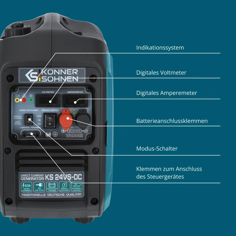 "Könner & Söhnen" Gleichstromgenerator KS 24VS-DC - Benzinmotor - 1.6kW Nennleistung