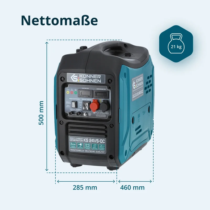"Könner & Söhnen" Gleichstromgenerator KS 24VS-DC - Benzinmotor - 1.6kW Nennleistung
