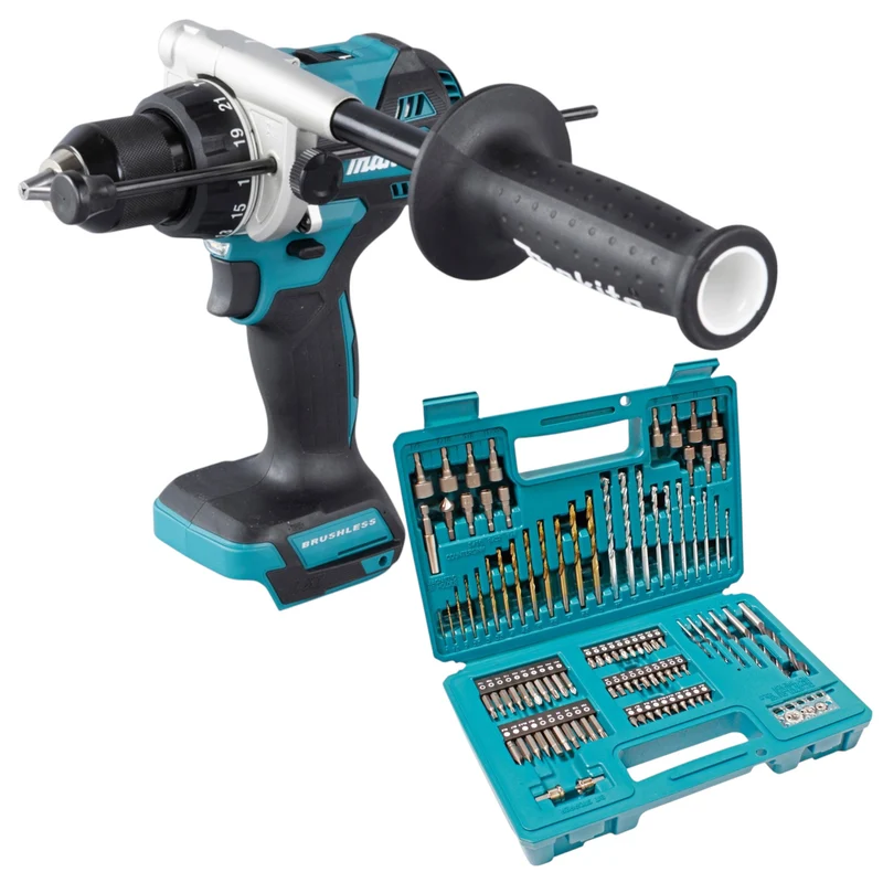 Makita DHP 486 Z Akku Schlagbohrschrauber 18 V 130 Nm Brushless + 102 tlg. Bit Bohrer Set - ohne Akku, ohne Ladegerät