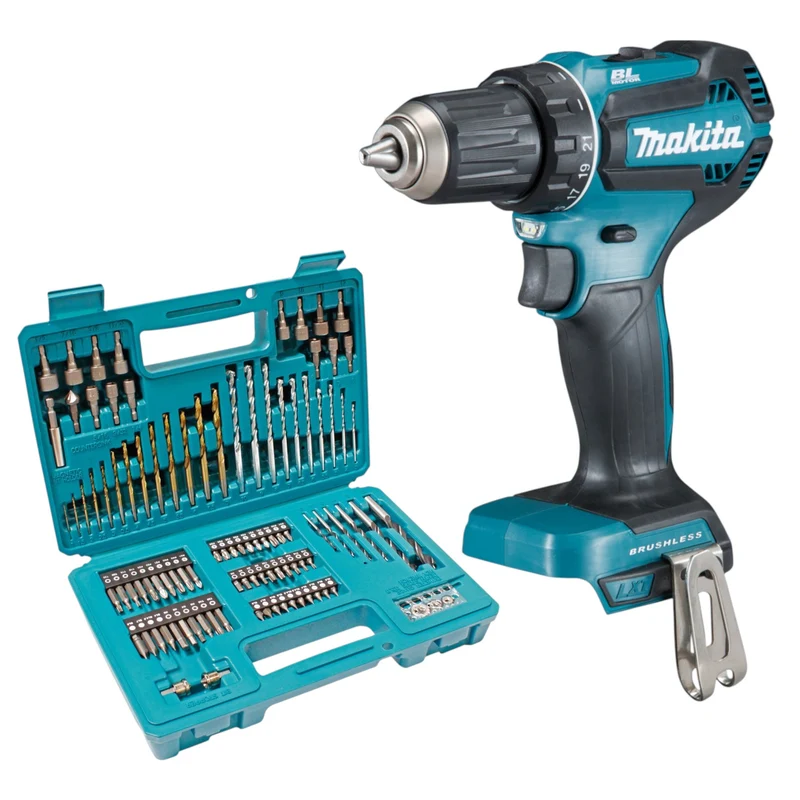 Makita DDF 485 Z Akku Bohrschrauber 18 V 50 Nm Brushless + 102 tlg. Bit Bohrer Set - ohne Akku, ohne Ladegerät