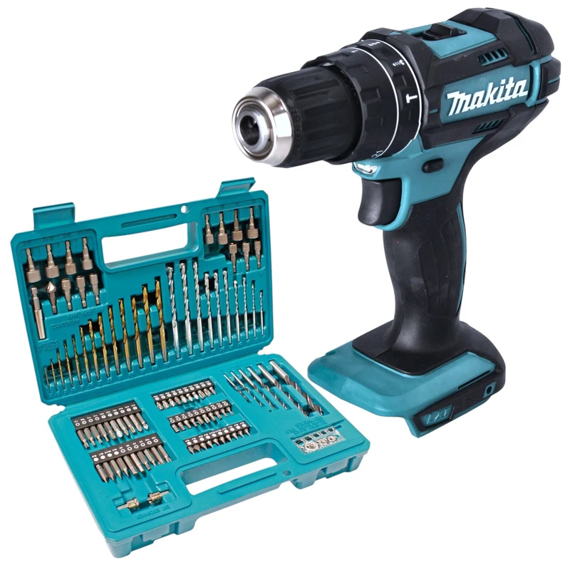 Makita DHP 482 Z Akku Schlagbohrschrauber 18 V 62 Nm + 102 tlg. Bit Bohrer Set - ohne Akku, ohne Ladegerät