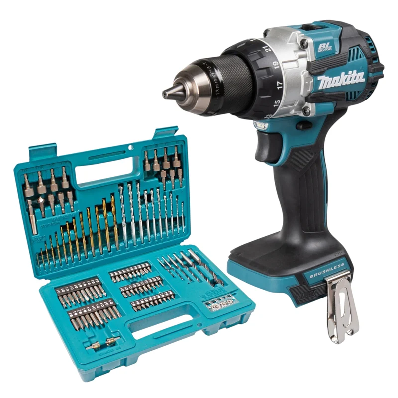 Makita DHP 489 Z Akku Schlagbohrschrauber 18 V 73 Nm Brushless + 102 tlg. Bit Bohrer Set - ohne Akku, ohne Ladegerät