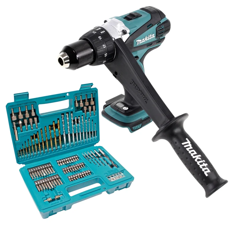 Makita DDF 458 Z Akku Bohrschrauber 18 V 91 Nm + 102 tlg. Bit Bohrer Set - ohne Akku, ohne Ladegerät