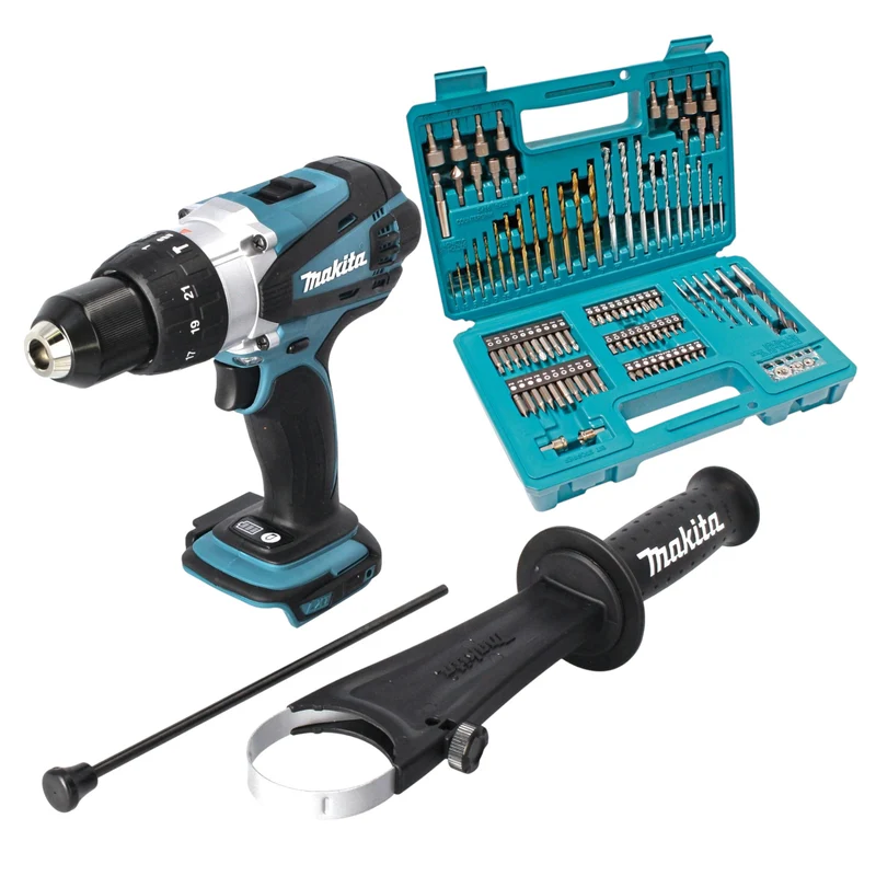 Makita DHP 458 Z Akku Schlagbohrschrauber 18 V 91 Nm + 102 tlg. Bit Bohrer Set - ohne Akku, ohne Ladegerät