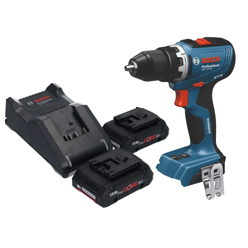 Bosch GSB 18V-65 Professional Akku Schlagbohrschrauber 18 V 65 Nm Brushless + 2x ProCORE Akku 4,0 Ah + Ladegerät