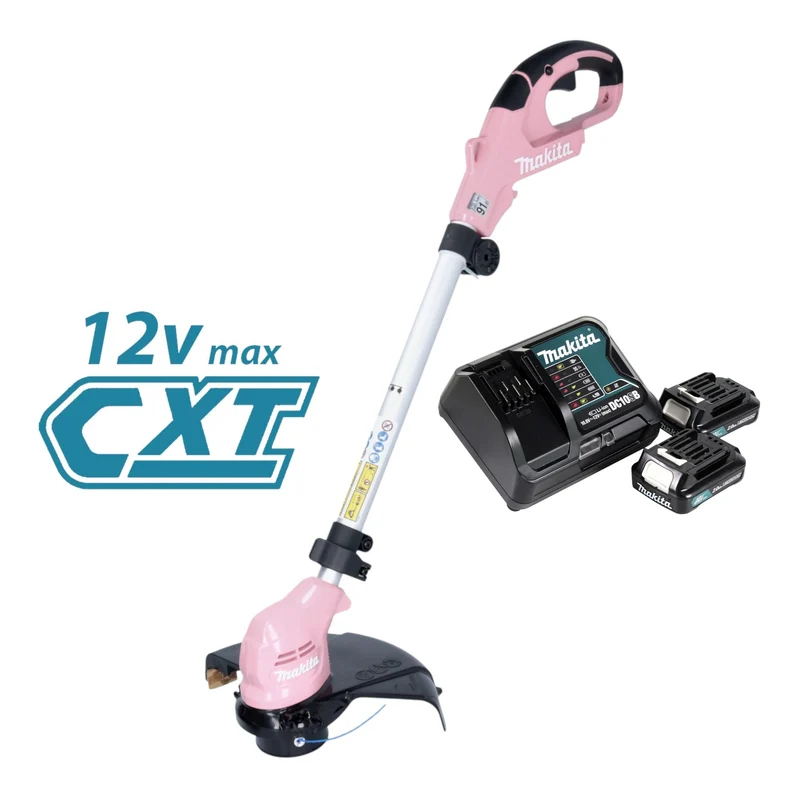Makita UR 100 DSA2P Akku Rasentrimmer 12 V max. 260 mm pink + 2x Akku 2,0 Ah + Ladegerät