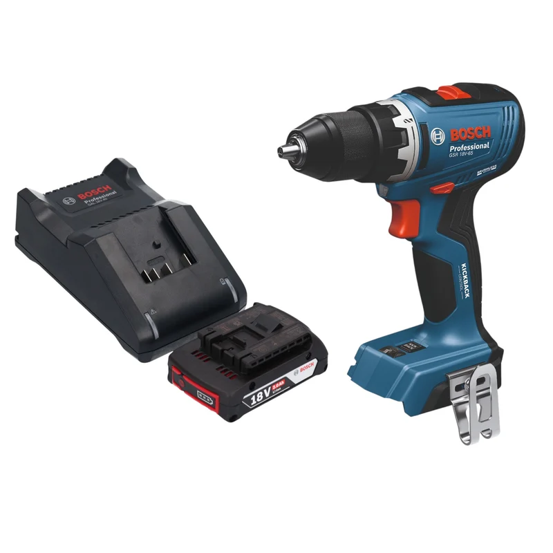 Bosch GSB 18V-65 Professional Akku Schlagbohrschrauber 18 V 65 Nm Brushless + 1x Akku 2,0 Ah + Ladegerät