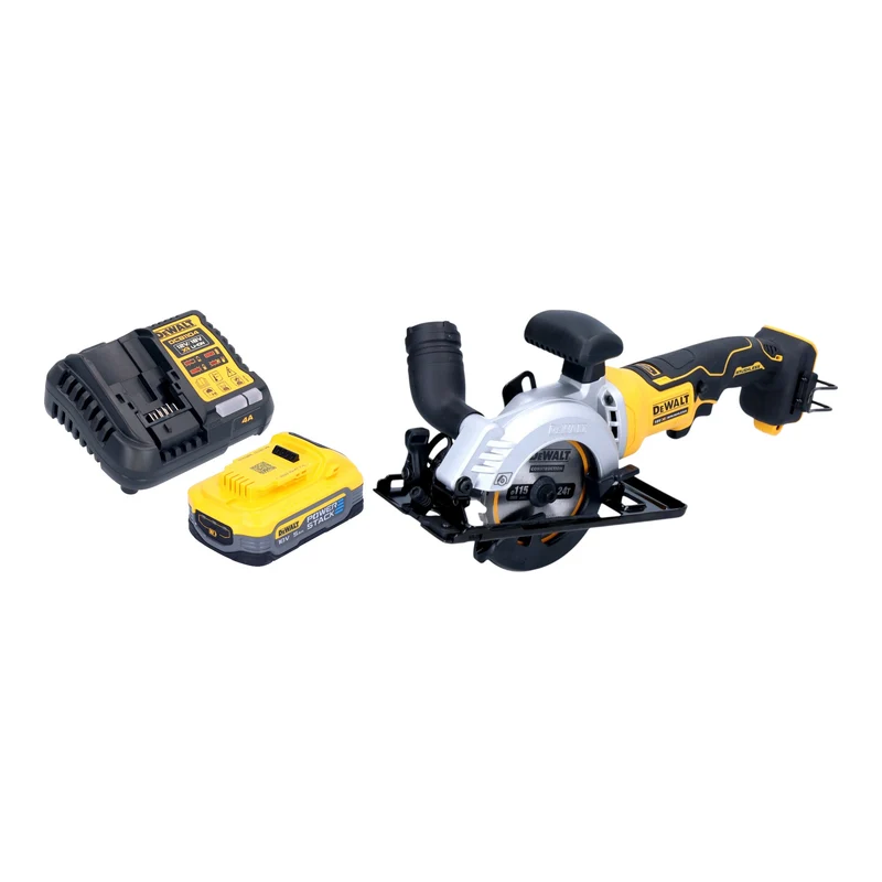 DeWalt DCS 571 H1 Akku Handkreissäge 18 V 115 mm Brushless + 1x Powerstack Akku 5,0 Ah + Ladegerät