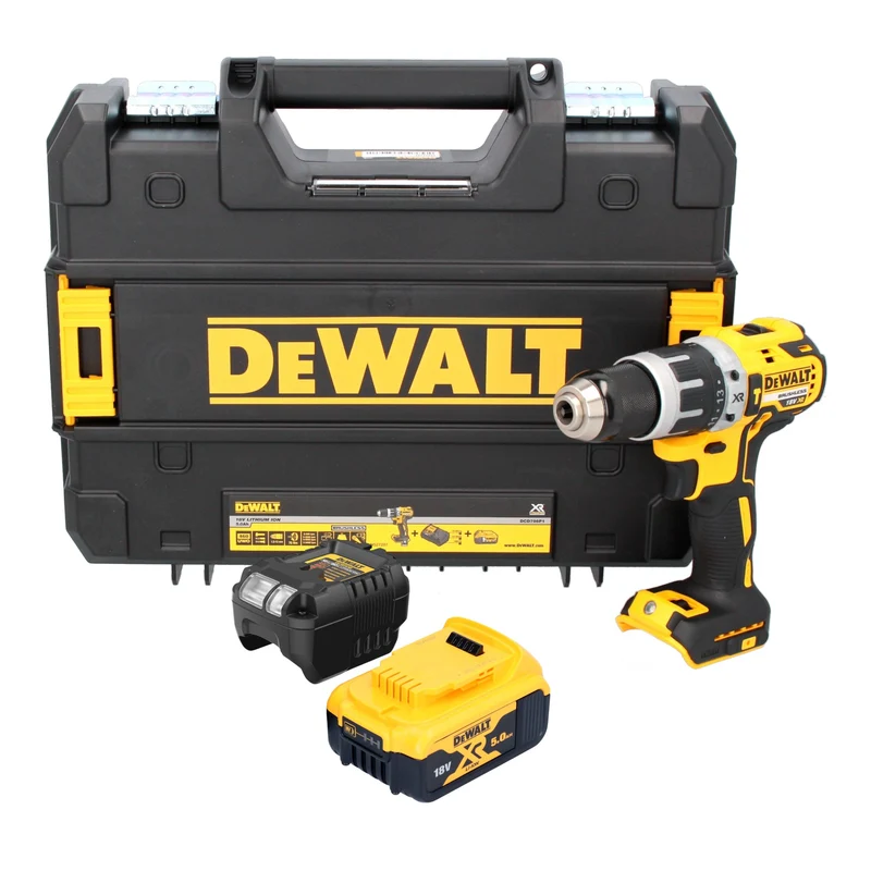 DeWalt DCD 796 P1T Akku Schlagbohrschrauber 18 V 70 Nm Brushless + 1x Akku 5,0 Ah + Ladegerät + TSTAK