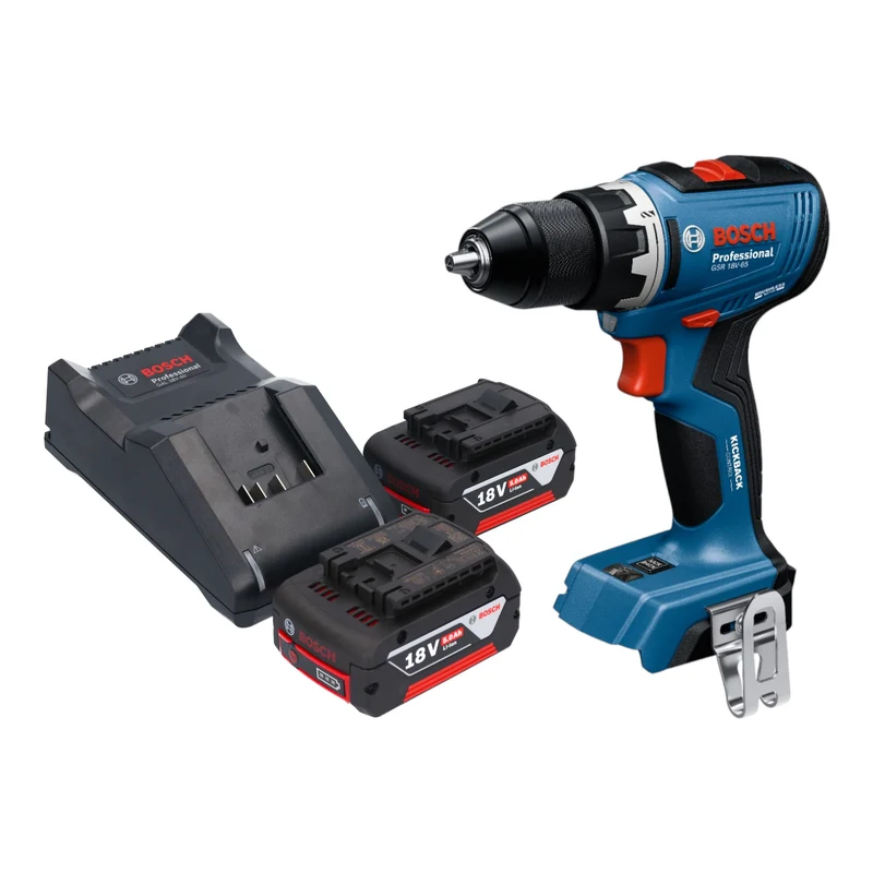 Bosch GSR 18V-65 Professional Akku Bohrschrauber 18 V 63 Nm Brushless + 2x Akku 5,0 Ah + Ladegerät
