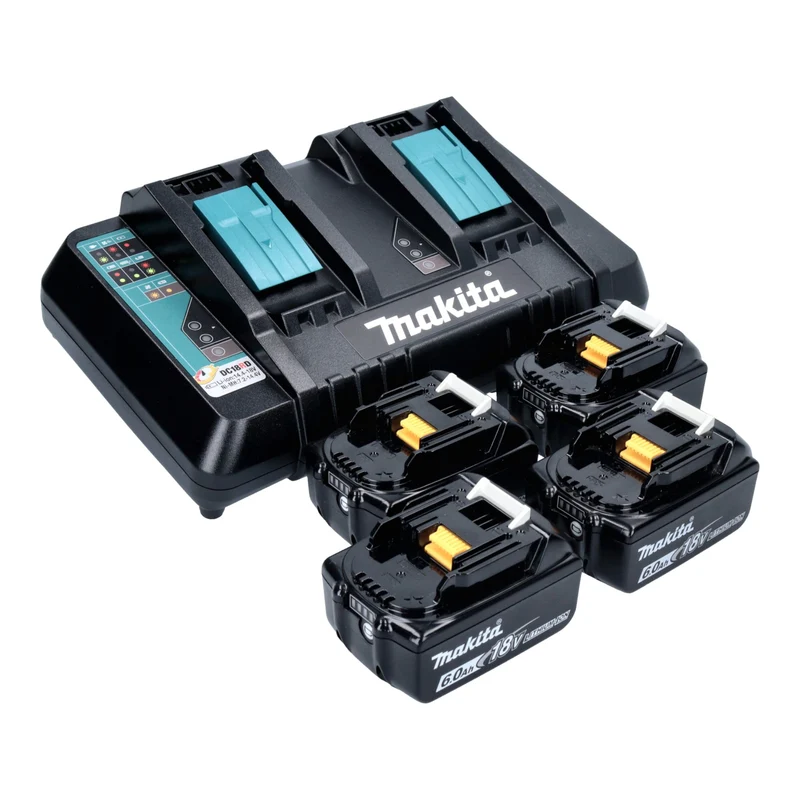 Makita DHW 080 PG4K Akku Hochdruckreiniger 36 V ( 2x 18 V ) 80 bar 380 l/h Brushless + 4x Akku 6,0 Ah + Doppelladegerät