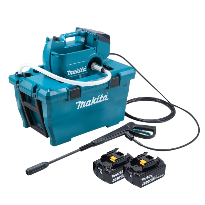 Makita DHW 080 T2K Akku Hochdruckreiniger 36 V ( 2x 18 V ) 80 bar 380 l/h Brushless + 2x Akku 5,0 Ah - ohne Ladegerät