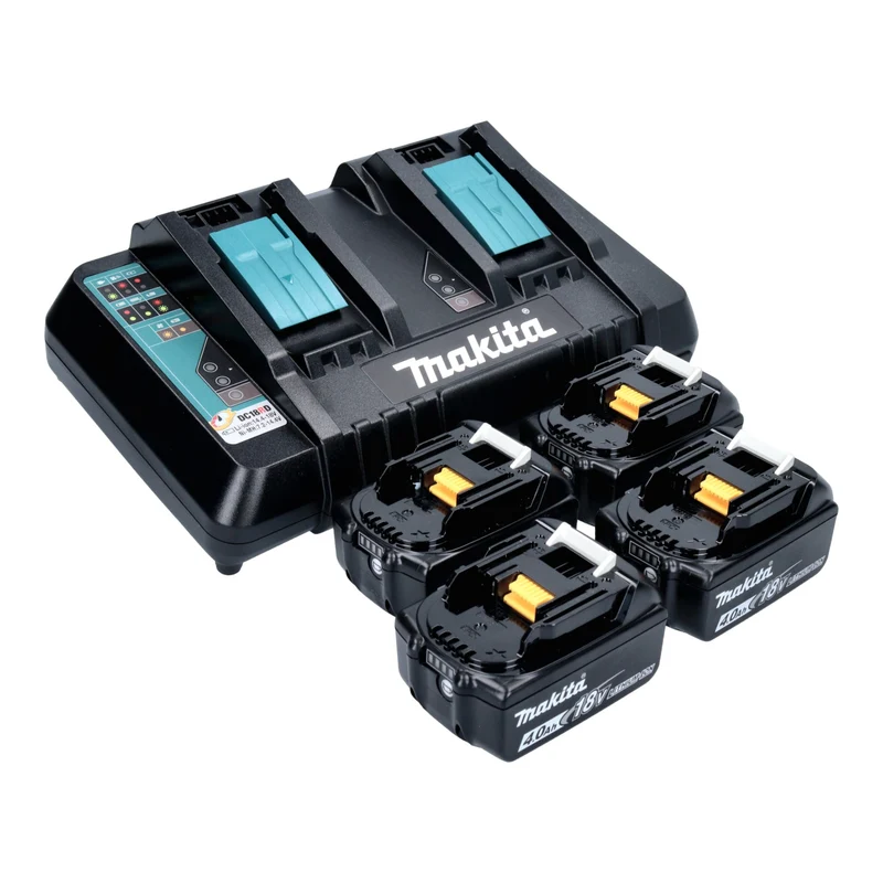 Makita DHW 080 PM4K Akku Hochdruckreiniger 36 V ( 2x 18 V ) 80 bar 380 l/h Brushless + 4x Akku 4,0 Ah + Doppelladegerät