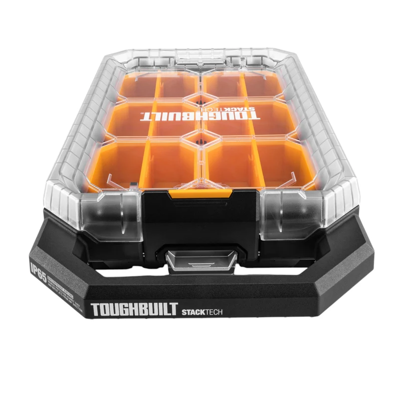 Toughbuilt STACKTECH TB-B1-O-10C kompakter flacher Organizer 48 x 26,5 x 10 cm IP65 + 6x Inlay + 6x Trennwand