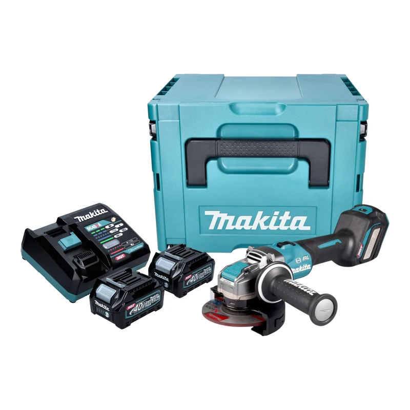 Makita GA 041 GD201 Akku Winkelschleifer 40 V max. 125 mm X-LOCK Brushless + 2x Akku 2,5 Ah + Ladegerät + Makpac