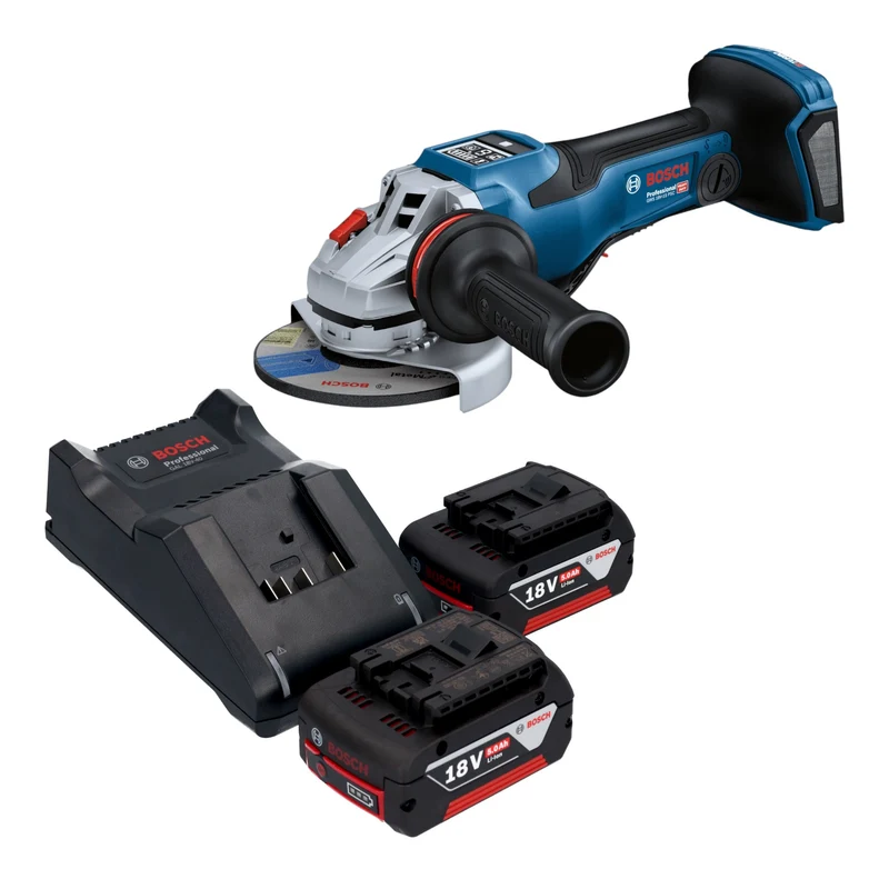 Bosch GWS 18V-15 PSC Professional Akku Winkelschleifer 18 V 125 mm BITURBO Brushless + 2x Akku 5,0 Ah + Ladegerät
