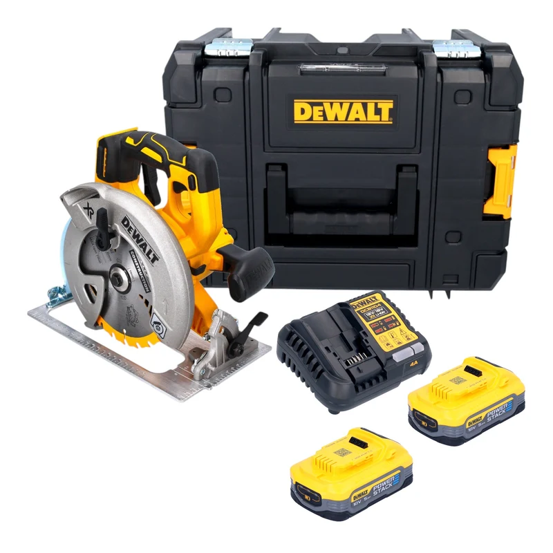 DeWalt DCS 570 H2T Akku Handkreissäge 18 V 184 mm Brushless + 2x Powerstack Akku 5,0 Ah + Ladegerät + TSTAK