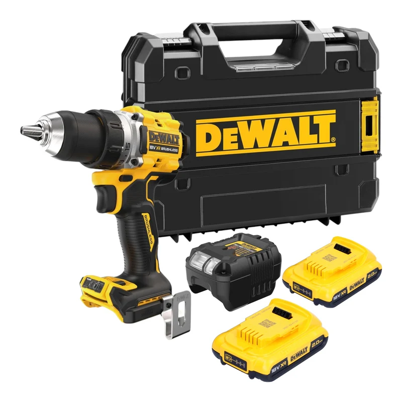 DeWalt DCD 800 D2T Akku Bohrschrauber 18 V 90 Nm Brushless + 2x Akku 2,0 Ah + Ladegerät + TSTAK