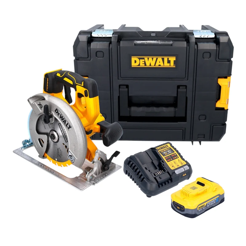 DeWalt DCS 570 H1T Akku Handkreissäge 18 V 184 mm Brushless + 1x Powerstack Akku 5,0 Ah + Ladegerät + TSTAK