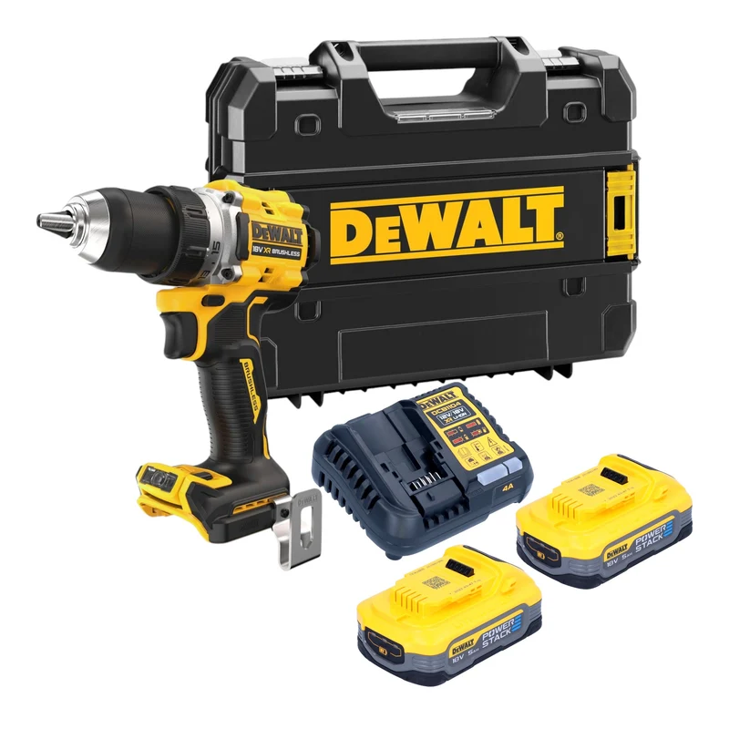 DeWalt DCD 800 H2T Akku Bohrschrauber 18 V 90 Nm Brushless + 2x Powerstack Akku 5,0 Ah + Ladegerät + TSTAK