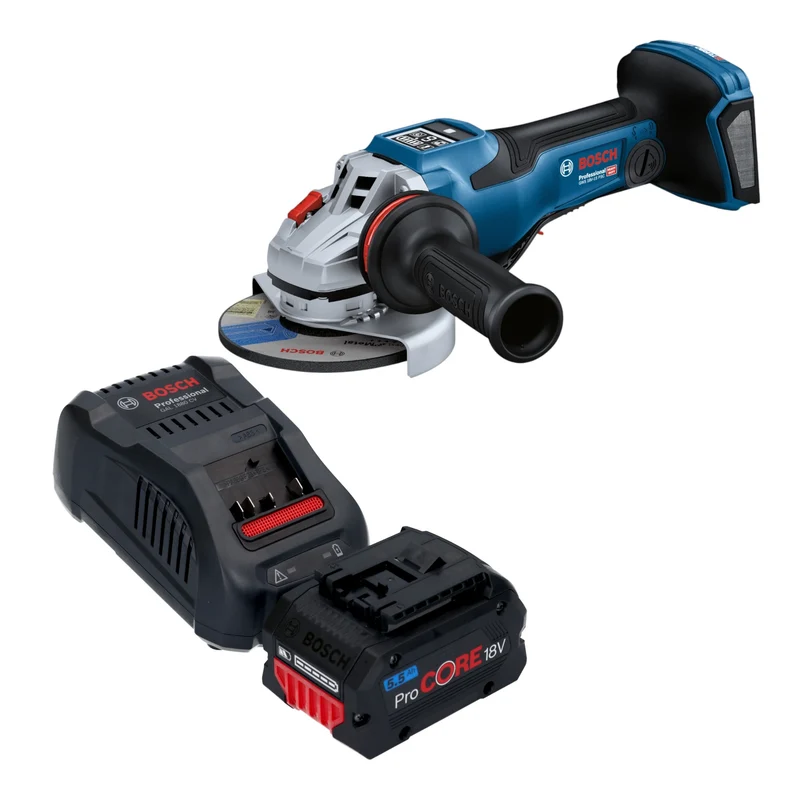 Bosch GWS 18V-15 PSC Professional Akku Winkelschleifer 18 V 125 mm BITURBO Brushless + 1x ProCORE Akku 5,5 Ah + Ladegerät