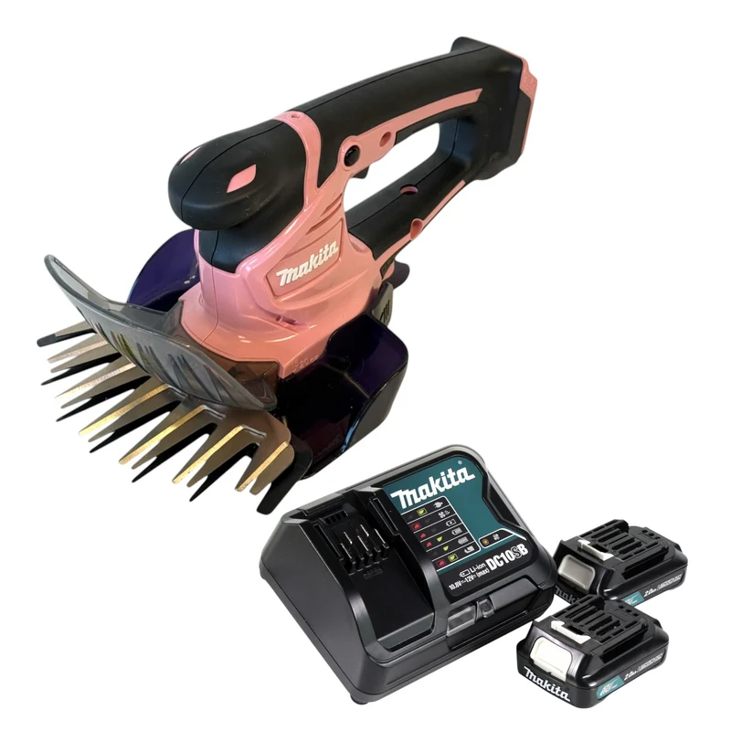 Makita UM 600 DSA2P Akku Grasschere 12 V max 160 mm Pink + 2x Akku 2,0 Ah + Ladegerät