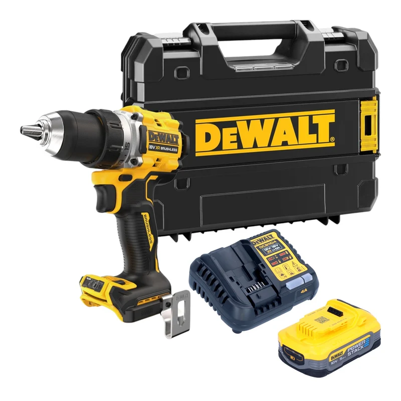 DeWalt DCD 800 H1T Akku Bohrschrauber 18 V 90 Nm Brushless + 1x Powerstack Akku 5,0 Ah + Ladegerät + TSTAK