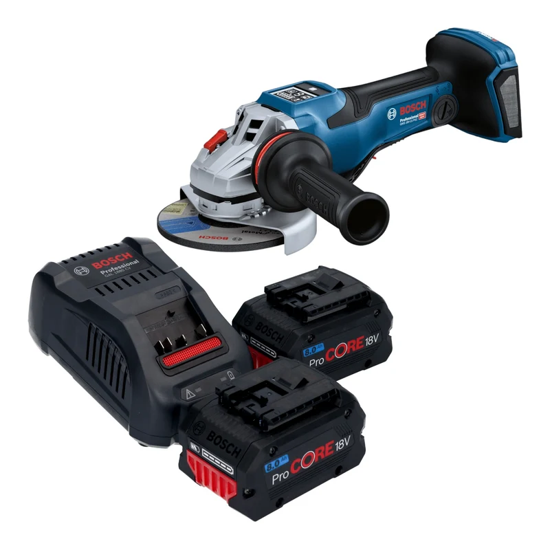 Bosch GWS 18V-15 PSC Professional Akku Winkelschleifer 18 V 125 mm BITURBO Brushless + 2x ProCORE Akku 8,0 Ah + Ladegerät