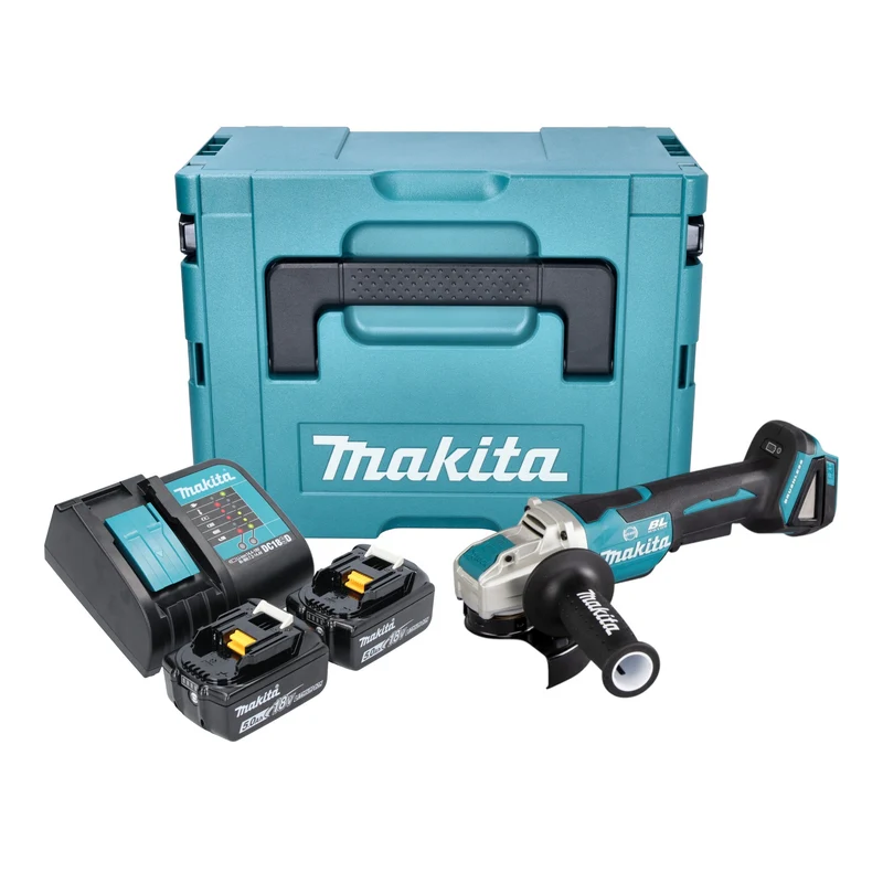Makita DGA 520 SMJX1 Akku Winkelschleifer 18 V 125 mm X-LOCK Brushless + 2x Akku 4,0 Ah + Ladegerät + Makpac